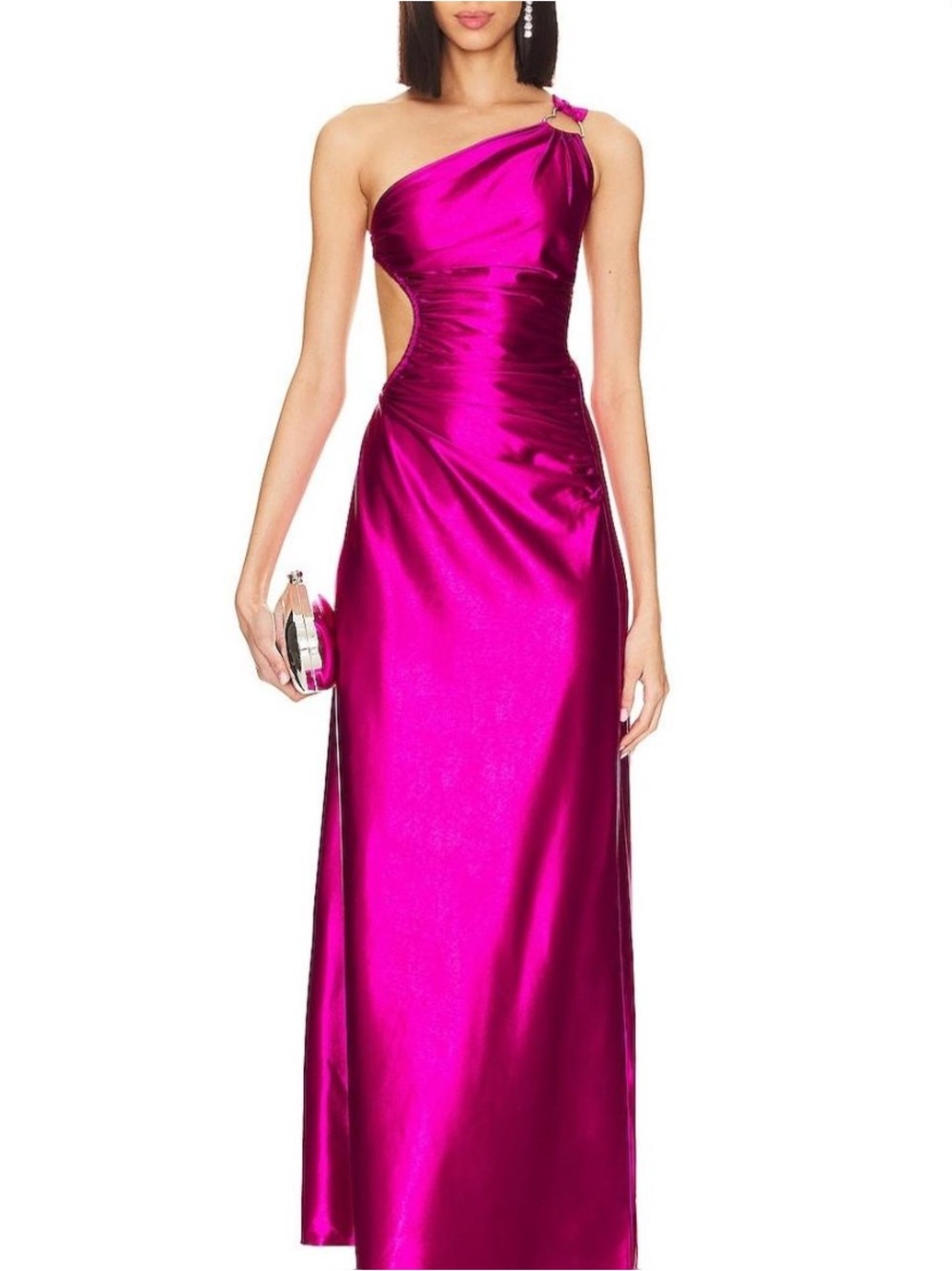 REVOLVE-Colette Cutout Satin Maxi dress in Hot pink